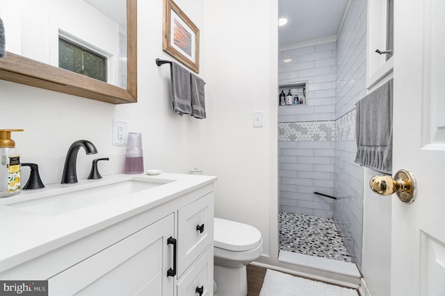 21 Black Bass, Fairfield, PA 17320 - full bath featuring a walk in shower, vanity, wood finished floors, and recessed lighting