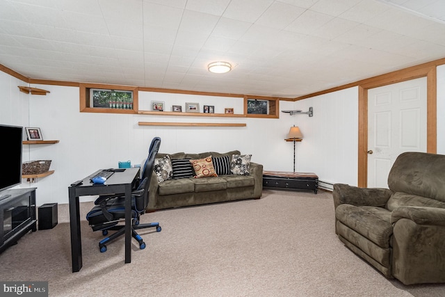 21 Black Bass, Fairfield, PA 17320 - carpeted living room with a baseboard radiator and a desk