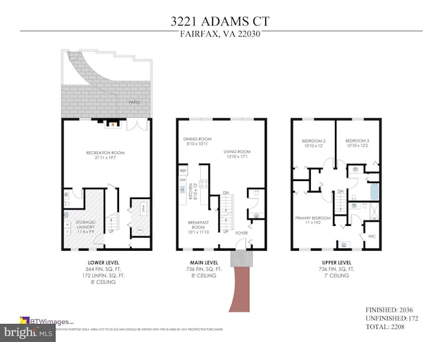 3221 Adams Ct, Fairfax, VA 22030 - view of floor plan / room layout