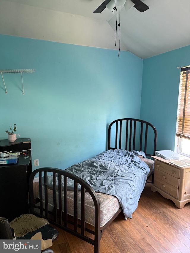 4 Brook Ramble Ln, Townsend, DE 19734 - bedroom with lofted ceiling, wood finished floors, and a ceiling fan