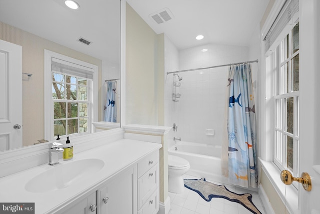 2950 Chain Bridge Rd NW, Washington, DC 20016 - full bath featuring vanity, shower / tub combo, tile patterned floors, and recessed lighting