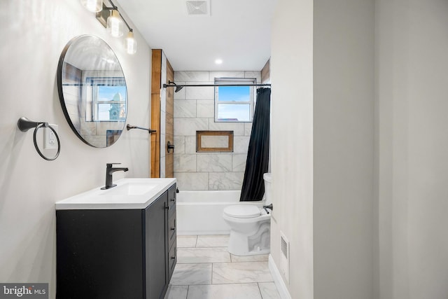 812 N Patterson Park Ave, Baltimore, MD 21205 - full bathroom with vanity, shower / bath combo, and marble finish flooring