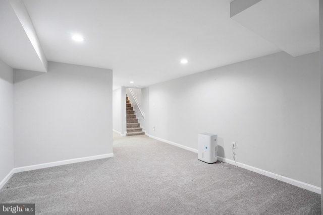 812 N Patterson Park Ave, Baltimore, MD 21205 - finished below grade area featuring recessed lighting, stairs, and carpet floors
