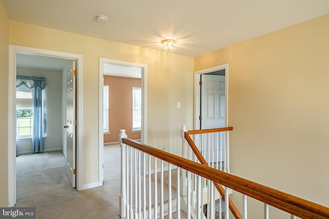 14 Burk Rd, Cochranville, PA 19330 - hallway with an upstairs landing and light carpet