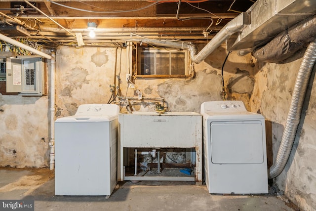 3827 Marshall Rd, Drexel Hill, PA 19026 - washroom with electric panel and washer and dryer