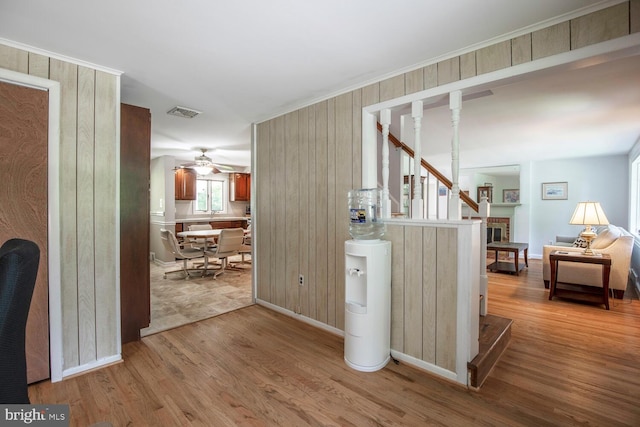 56 Meadowbrook Ave, Hatboro, PA 19040 - hall with wood finished floors and wood walls