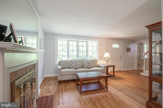 56 Meadowbrook Ave, Hatboro, PA 19040 - living area with a fireplace and wood finished floors