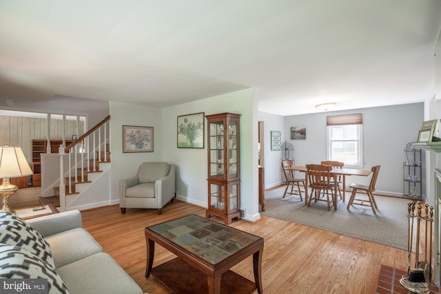 56 Meadowbrook Ave, Hatboro, PA 19040 - living room with wood finished floors and stairs