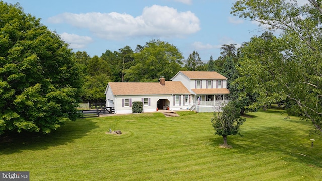 9943 Crest Ct, Marshall, VA 20115 - view of front of property with a front lawn and a chimney