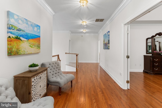 7 Shady Brook Ln, Cranbury, NJ 08512 - hallway with wood finished floors and ornamental molding