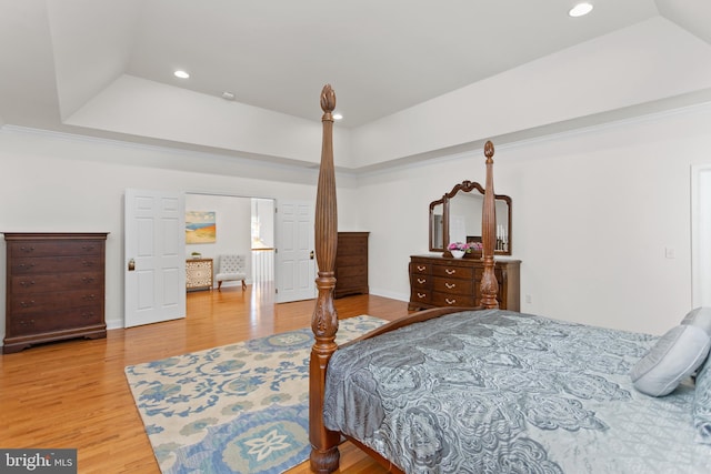 7 Shady Brook Ln, Cranbury, NJ 08512 - bedroom with a tray ceiling, wood finished floors, and recessed lighting