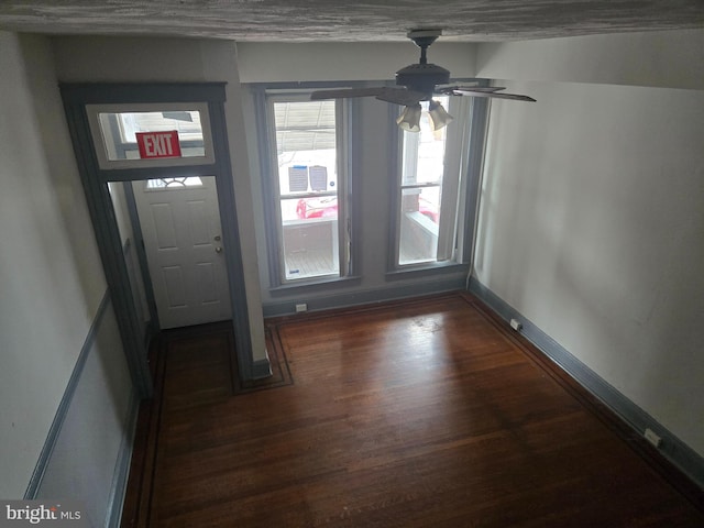 1806 N Bentalou St, Baltimore, MD 21216 - foyer entrance featuring dark wood-style flooring and ceiling fan