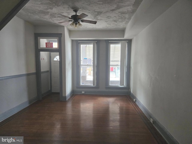1806 N Bentalou St, Baltimore, MD 21216 - foyer featuring wood finished floors, ceiling fan, and a textured ceiling
