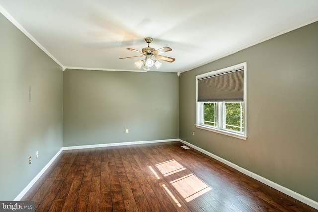 2107 Carol Ln, East Norriton, PA 19401 - empty room with ornamental molding, ceiling fan, and wood-type flooring