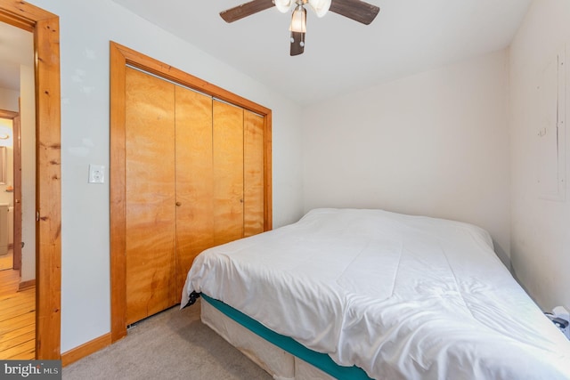 1702 Willow Brook Rd, Bumpass, VA 23024 - carpeted bedroom featuring a closet and a ceiling fan