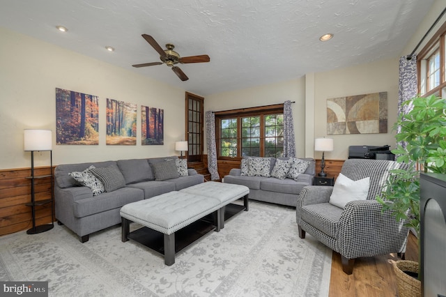 416 Copley Rd, Haddonfield, NJ 08033 - living area featuring a ceiling fan, wood finished floors, and recessed lighting