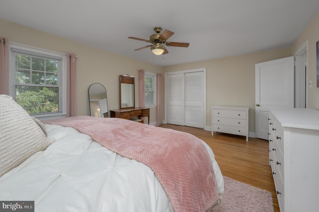 416 Copley Rd, Haddonfield, NJ 08033 - bedroom with light wood-style flooring and ceiling fan