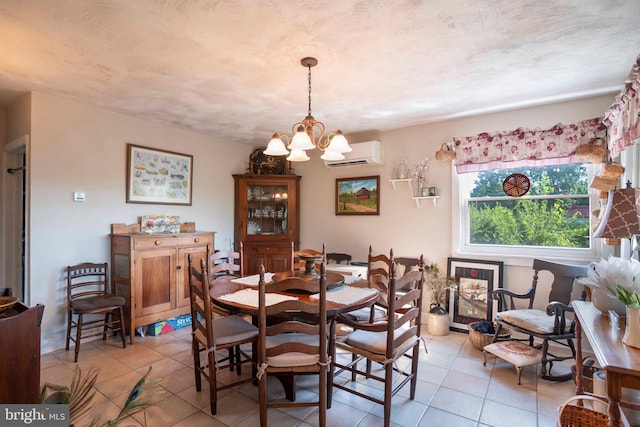 1119 Summit Ave, Front Royal, VA 22630 - dining space featuring a wall mounted air conditioner, a chandelier, and light tile patterned floors