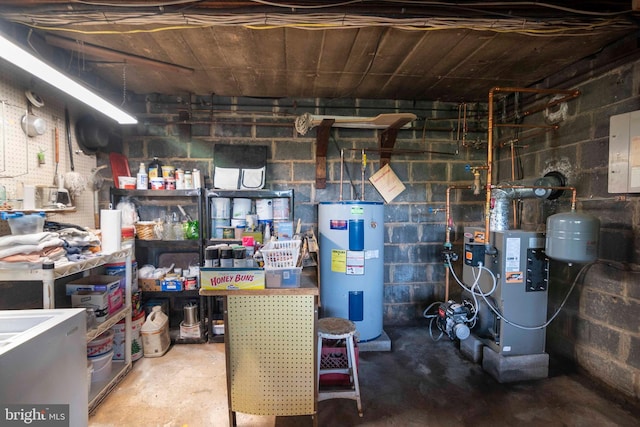 1119 Summit Ave, Front Royal, VA 22630 - unfinished below grade area with electric water heater, concrete block wall, and a heating unit