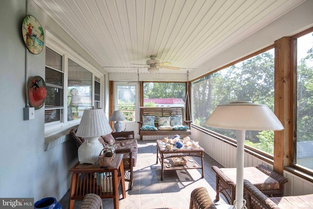 1119 Summit Ave, Front Royal, VA 22630 - sunroom with a ceiling fan and an outdoor living space