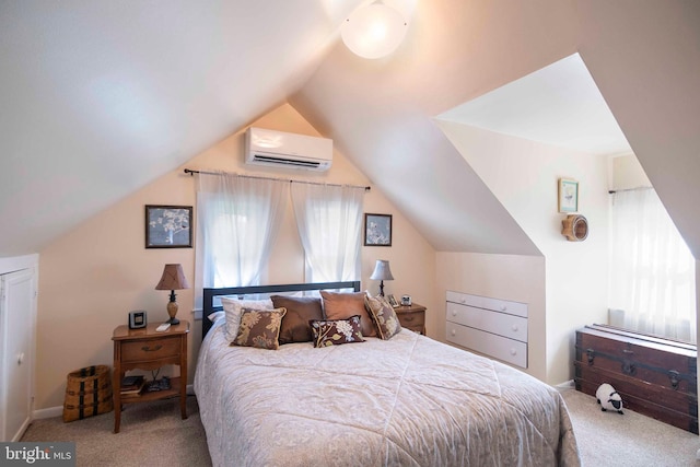 1119 Summit Ave, Front Royal, VA 22630 - carpeted bedroom with a wall unit AC, multiple windows, and lofted ceiling