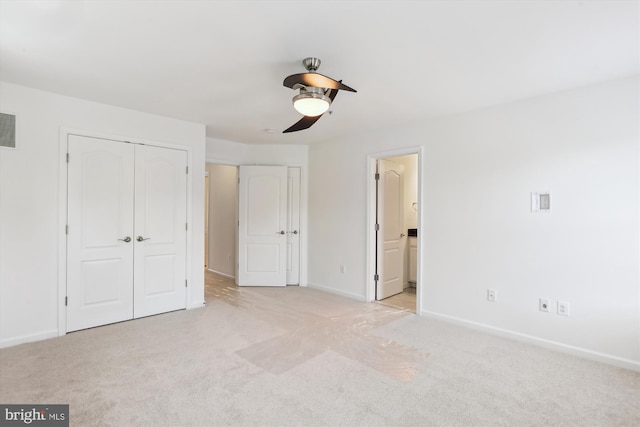 12814 Sutherby Ln, Germantown, MD 20874 - unfurnished bedroom featuring carpet flooring, a closet, ensuite bath, and ceiling fan