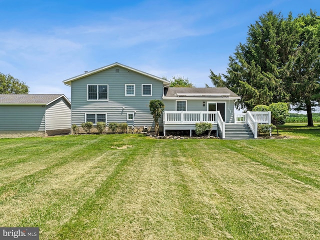 357 Avis Mill Rd, Pilesgrove, NJ 08098 - back of property featuring a yard and a wooden deck