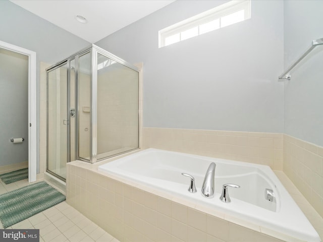 12404 Carriage Park Pl, Clarksburg, MD 20871 - full bathroom with a garden tub, tile patterned flooring, and a stall shower