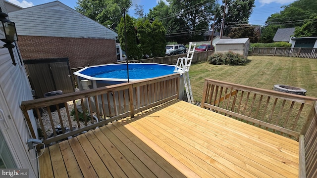 1055 View St, Hagerstown, MD 21742 - wooden deck featuring a fenced backyard and a fire pit