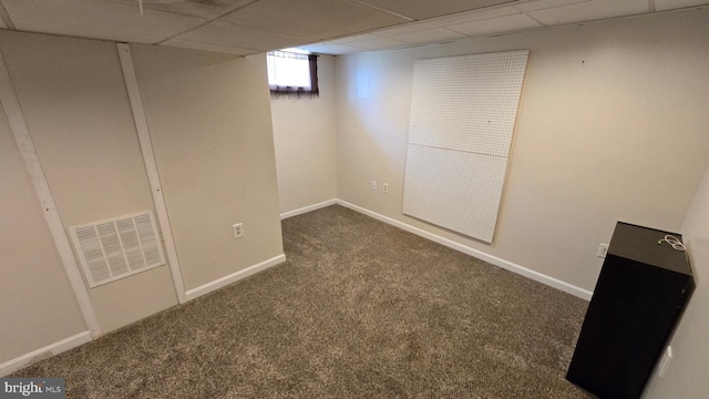 1055 View St, Hagerstown, MD 21742 - below grade area featuring carpet floors and a drop ceiling