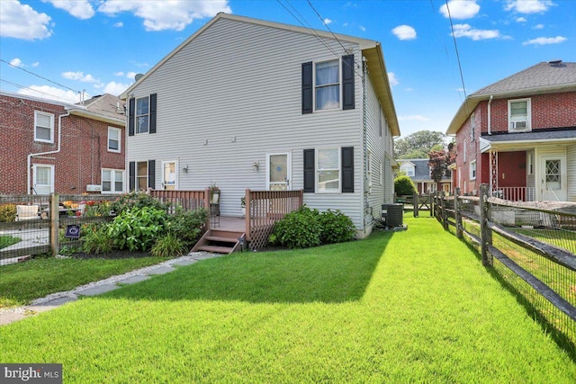 311 Woodside, West Lawn, PA 19609 - rear view of house with a wooden deck