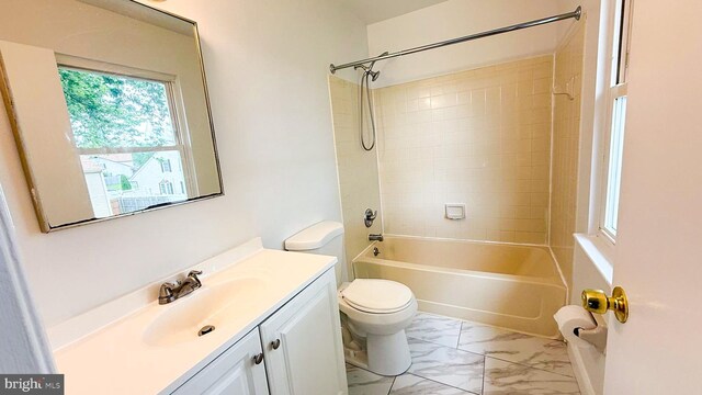 1000 Old Forge Rd, New Castle, DE 19720 - full bath featuring vanity, marble finish floors, and bathtub / shower combination