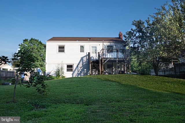 1262 Everett Ave, Woodbridge, VA 22191 - back of house featuring stairs, a chimney, and a wooden deck