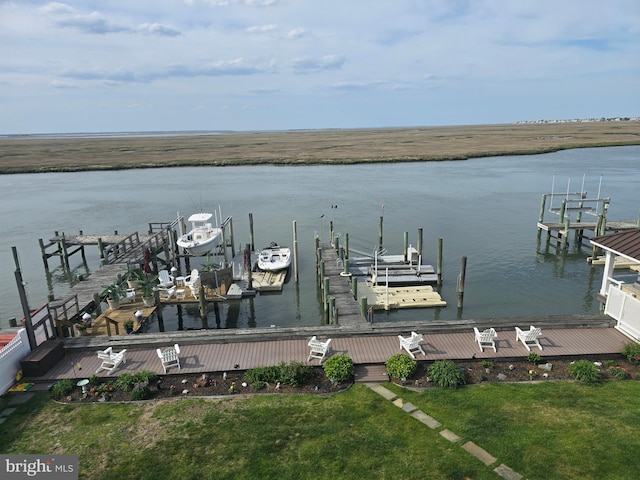 3923 Atlantic Brigantine Blvd Unit B, Brigantine, NJ 08203 - dock featuring boat lift, a water view, and a yard