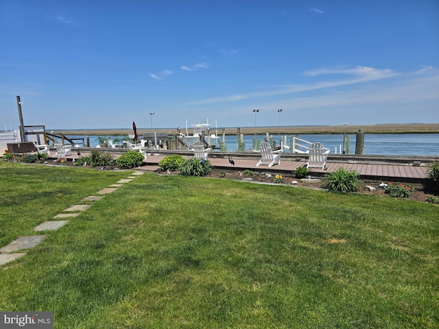 3923 Atlantic Brigantine Blvd Unit B, Brigantine, NJ 08203 - dock area featuring a water view, boat lift, and a lawn
