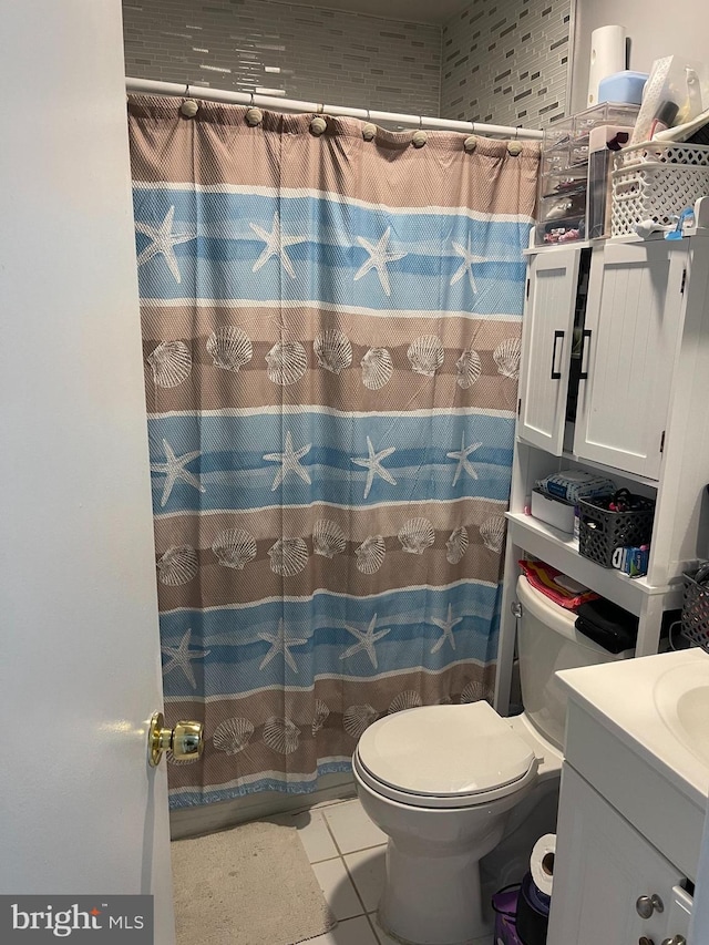 1020 Queens Ct, Herndon, VA 20170 - bathroom with vanity, tile patterned floors, and a shower with curtain