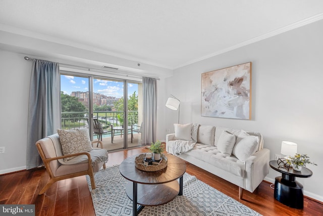545 E Braddock Rd E Unit 302, Alexandria, VA 22314 - living area featuring ornamental molding and wood finished floors