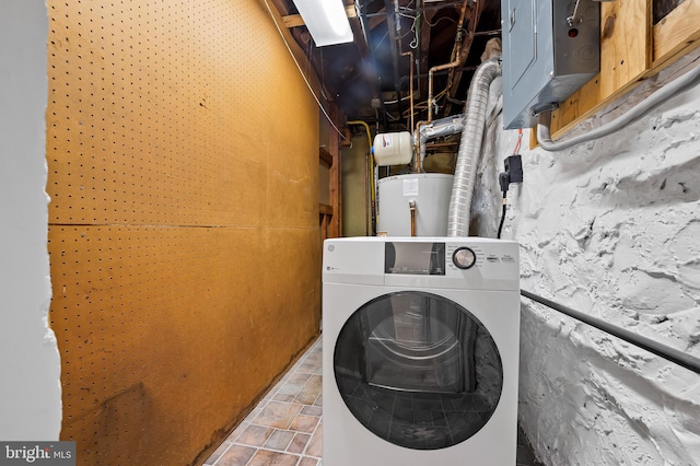 3718 Yolando Rd, Baltimore, MD 21218 - laundry room with washer / clothes dryer, water heater, and electric panel