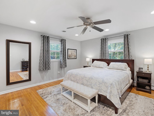 451 E Lafayette Dr, West Chester, PA 19382 - bedroom with multiple windows, wood finished floors, recessed lighting, and a ceiling fan