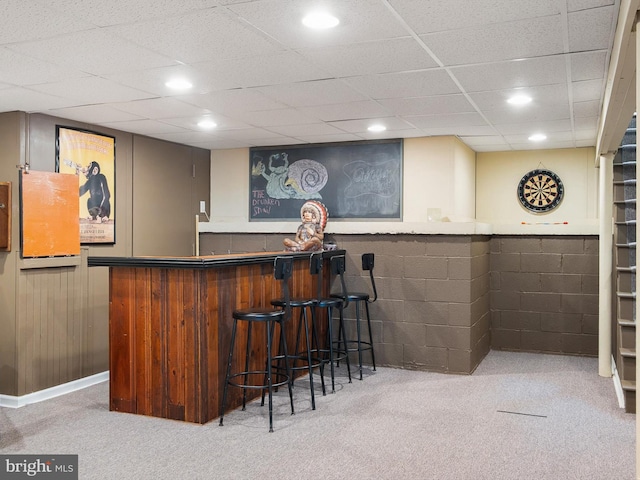 451 E Lafayette Dr, West Chester, PA 19382 - indoor bar with carpet, concrete block wall, a drop ceiling, and recessed lighting