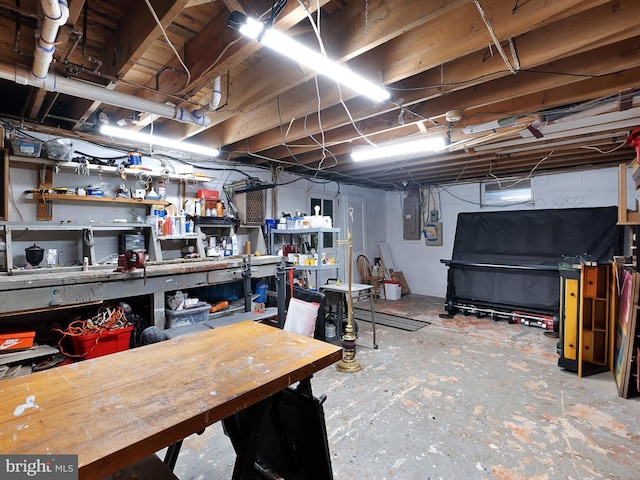 451 E Lafayette Dr, West Chester, PA 19382 - unfinished basement featuring electric panel and a workshop area