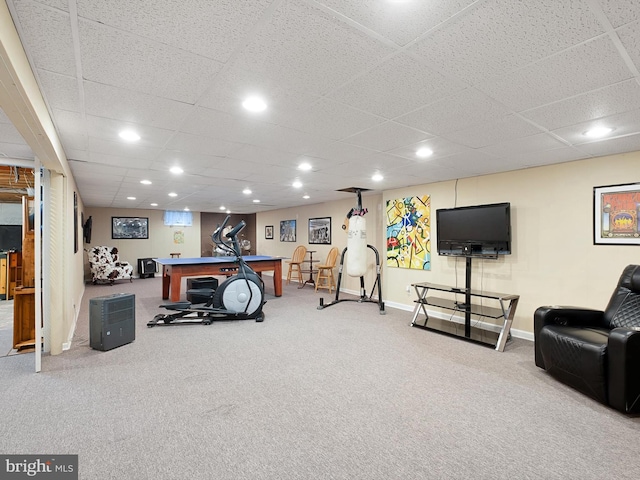 451 E Lafayette Dr, West Chester, PA 19382 - carpeted living area with a paneled ceiling and recessed lighting