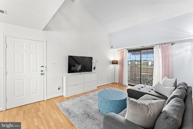 6900 Mary Caroline Cir Unit L, Alexandria, VA 22310 - living room with high vaulted ceiling and light wood-style floors