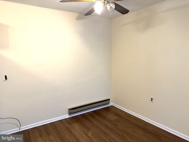 768D Hudson Pkwy, Manchester Twp, NJ 08759 - spare room with a baseboard radiator, dark wood finished floors, and ceiling fan