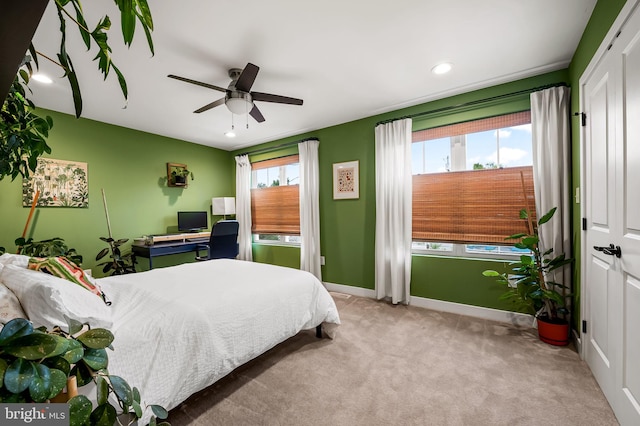 1309 Old Coldspring Ln W, Baltimore, MD 21211 - bedroom featuring recessed lighting, carpet, a ceiling fan, and a desk