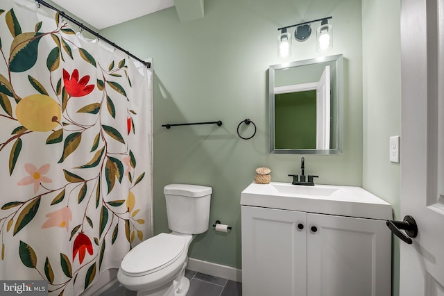 1309 Old Coldspring Ln W, Baltimore, MD 21211 - bathroom with vanity, tile patterned flooring, and a shower with curtain