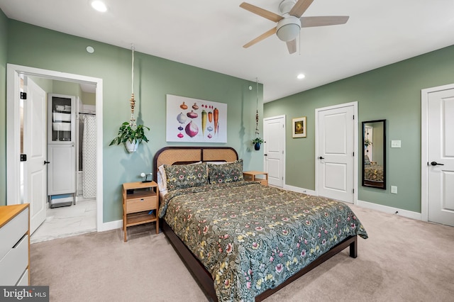 1309 Old Coldspring Ln W, Baltimore, MD 21211 - bedroom featuring carpet floors, recessed lighting, and a ceiling fan