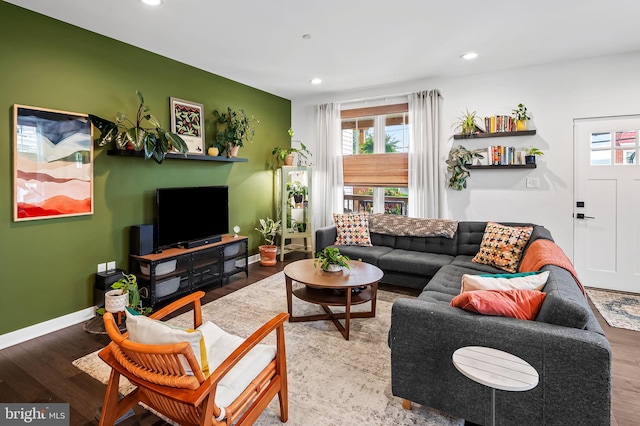 1309 Old Coldspring Ln W, Baltimore, MD 21211 - living room with recessed lighting and wood finished floors