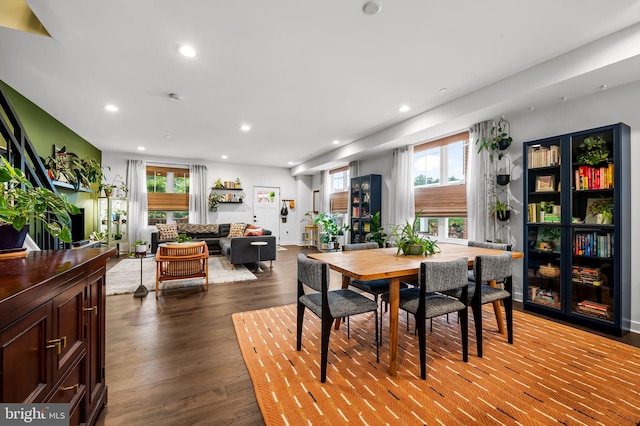 1309 Old Coldspring Ln W, Baltimore, MD 21211 - dining space with recessed lighting and dark wood-style flooring