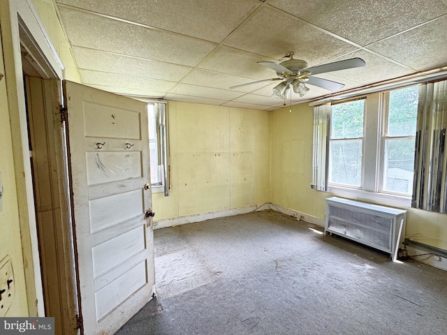 2805 Oakley Ave, Baltimore, MD 21215 - carpeted empty room featuring a ceiling fan and a paneled ceiling